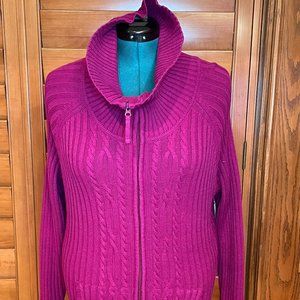 St John's Bay long sleeve ribbed cable Zipper sweater